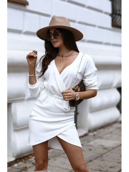 Sukienka mini przekładana biała Celina 48 - photo #5