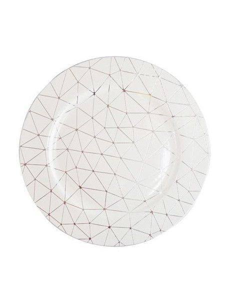 Podtalerz biały w srebrny wzór geometryczny Alisma 155