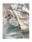 Komplet ręcznik + szlafrok dziewczęcy po kąpieli  z napisem  Princes  biały z niebieskim Livia  157 - photo #3