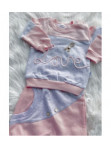 Komplet dziewczęcy bluza+spodnie z napisem "Love" szaro-brzoskwiniowy  Iza 46 - photo #1