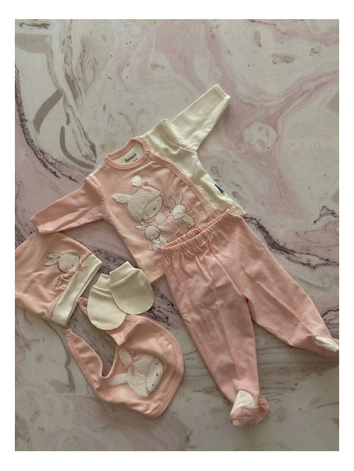 Mini komplet ubranek dziecięcych z króliczkiem brzoskwiniowy Babies 157 - photo #4
