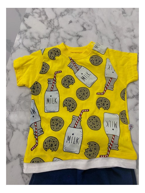 Komplet t-shirt + spodnie zółto -granatowy Milk 46 - photo #2