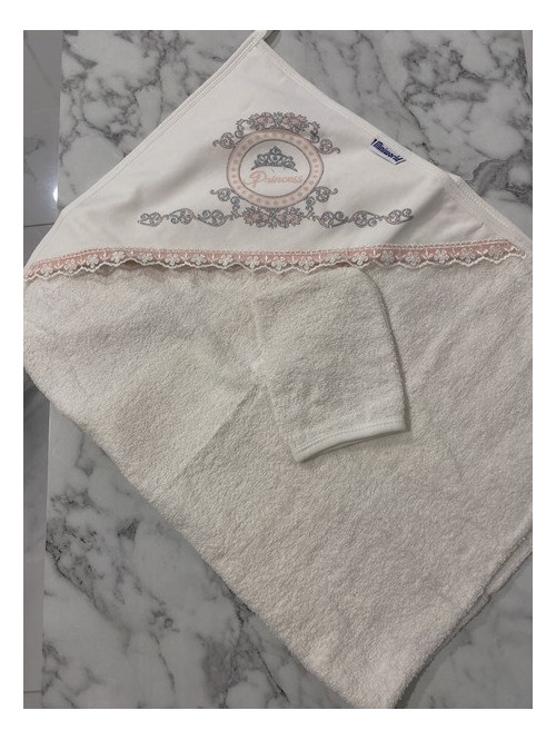Ręcznik kąpielowy z napisem Princess brzoskwiniowy Miluś 46 - photo #2