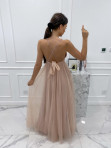 Sukienka maxi z ozdobną górą +tiul pudrowy róż Lossi 09 - photo #12