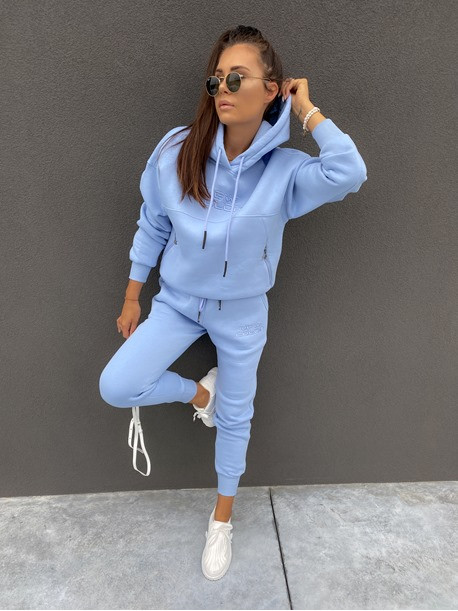 Komplet dresowy bluza z zamkami +spodnie niebieski Adik 54