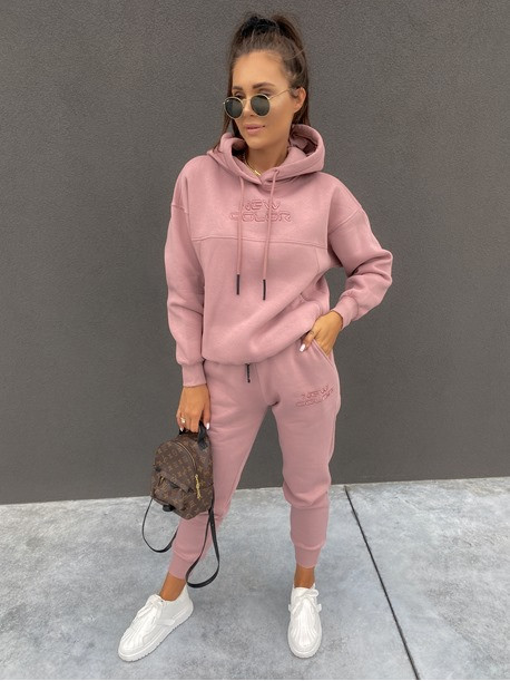 Komplet dresowy bluza z zamkami +spodnie brudny róż Adik 54