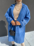 Płaszcz długi a'la alpaka z guzikami niebieski Alexis 09 - photo #3