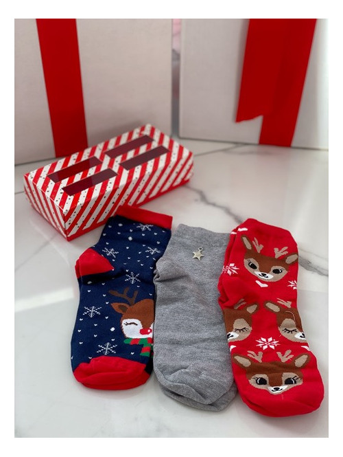 Zestaw 3 par damskich skarpet świątecznych we wzory  Claus 150 - photo #0