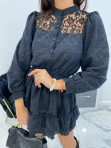 Komplet koszula + spódniczka w koronkowe wzory czarny  Ariwa 26 - photo #3