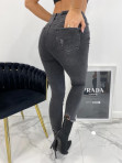 Spodnie jeansowe z zamkami szaro-czarne Adelia 26 - photo #5