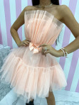 Sukienka mini tiulowa z falbanami brzoskwiniowy Marios 89 - photo #6