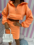 Komplet bluza z kapturem i spódnica neonowy pomarańcz Bambo 130 - photo #4