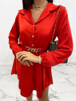 Sukienka satynowa mini na długi rękaw z łańcuszkiem czerwony Nizi 09 - photo #3
