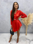 Sukienka satynowa mini na długi rękaw z łańcuszkiem czerwony Nizi 09 - photo #6