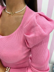 Sukienka mini z kokardą na plecach różowa Adelajda 09 - photo #5