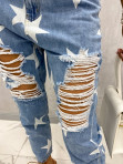 Spodnie jeansowe z dziurami w białe gwiazdy Stars 17 - photo #4
