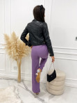 Spodnie z szeroką nogawką ze złotymi guzikami fioletowe Esmo 19 - photo #0