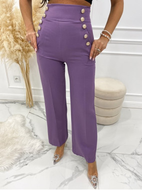 Spodnie z szeroką nogawką ze złotymi guzikami fioletowe Esmo 19