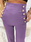 Spodnie z szeroką nogawką ze złotymi guzikami fioletowe Esmo 19 - photo #3