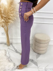 Spodnie z szeroką nogawką ze złotymi guzikami fioletowe Esmo 19 - photo #4