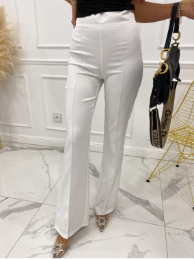 Spodnie z szerokimi nogawkami gładkie białe Invierno 25