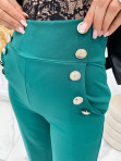 Spodnie z szeroką nogawką ze złotymi guzikami zielone Esmo 19 - photo #5