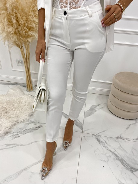Spodnie gładkie eleganckie białe Mokisa 09
