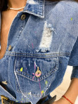 Kurtka jeansowa z kieszeniami, przetarciami i plamkami Milia 49 - photo #4