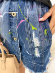 Kurtka jeansowa z kieszeniami, przetarciami i plamkami Milia 49 - photo #5