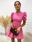 Sukienka z wycięciem na boku i bufkami różowa Anasti 09 - photo #8