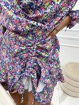 Sukienka mini z przekładanym dekoltem i falbanką na dole różowo-niebieska Jose 140 - photo #4