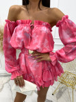 Sukienka hiszpanka z paskiem w talii różowa Menla 39 - photo #6