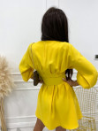 Sukienka z przeszyciami na długi rękaw + pasek żółta Rolzi 54 - photo #2