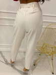 Spodnie eleganckie z paskiem kremowe Lemla 31 - photo #2