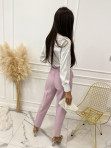 Spodnie eleganckie z paskiem liliowe Lemla 31 - photo #2