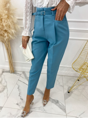 Spodnie eleganckie z paskiem niebieskie Lemla 31