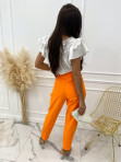 Spodnie eleganckie z paskiem pomarańczowe Lemla 31 - photo #2
