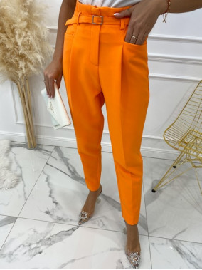 Spodnie eleganckie z paskiem pomarańczowe Lemla 31