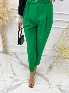 Spodnie eleganckie z paskiem zielone Lemla 31
