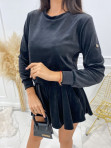 Komplet dresowy welurowy spodenki + bluza czarny Bianka 47 - photo #4