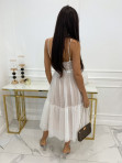 Sukienka tiulowa z koronkową górą na ramiączkach biało - beżowa Priza 09 - photo #2