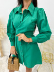Sukienka koszulowa z wiązaniem i ozdobnym łańcuszkiem zielona Grita 28 - photo #2