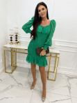 Sukienka mini na długi rękaw ze ściągaczem na długości zielona Linla 09 - photo #2
