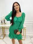 Sukienka mini na długi rękaw ze ściągaczem na długości zielona Linla 09 - photo #3