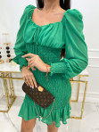Sukienka mini na długi rękaw ze ściągaczem na długości zielona Linla 09 - photo #5