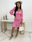 Sukienka mini na długi rękaw ze ściągaczem na długości różowa Linla 09 - photo #1