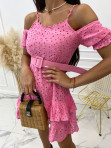 Sukienka ażurowa z paskiem różowa Yowita 17 - photo #4