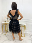 Sukienka z tiulowymi falbankami i kropkami czarno-beżowa Feliciti 09 - photo #4