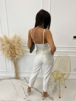 Spodnie eleganckie z wysokim stanem białe Romani 09 - photo #1