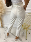 Spodnie eleganckie z wysokim stanem białe Romani 09 - photo #2